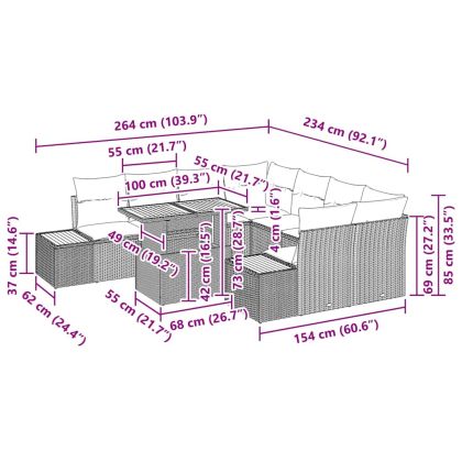 Комплект за хранене в градината с възглавница 9 pcs Сив и кафяв