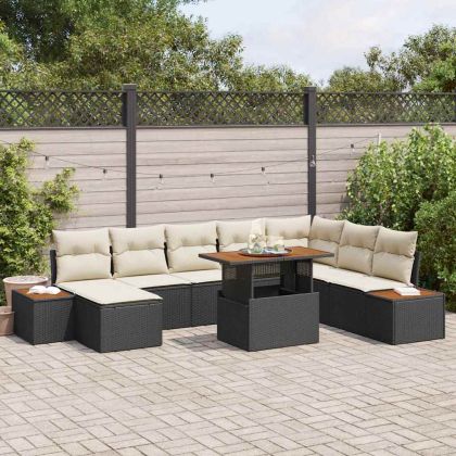 Комплект за хранене в градината 9 pcs Черен и бежов