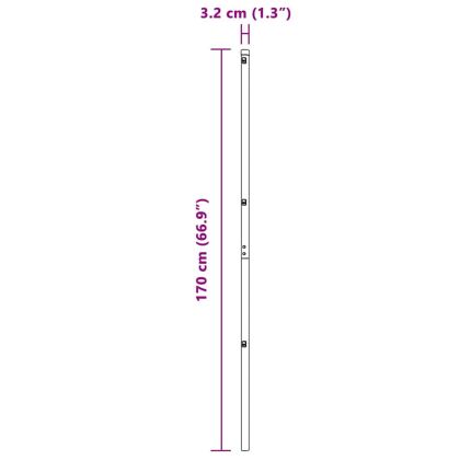 Стълб за ограда. 52 pcs Сив 3,2 x 3,2 x 170 см