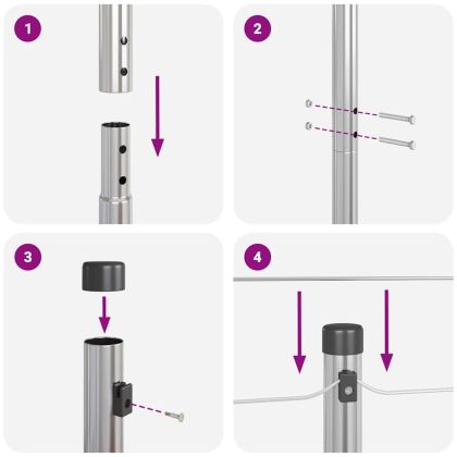 Стълб за ограда. 26 pcs Сив 3,2 x 3,2 x 190 см