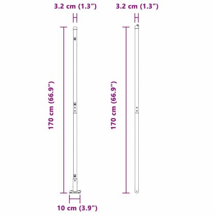 Стълб за ограда. 26 pcs Сив 3,2 x 3,2 x 170 см