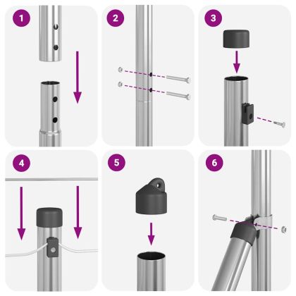 Стълб за ограда. 52 pcs Сив 3,2 x 3,2 x 130 см