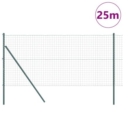 Ограда с пост Зелен 1,2 x 25 m Стомана и PVC
