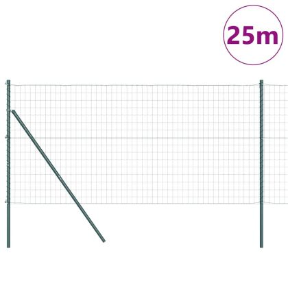 Ограда с пост Зелен 1 x 25 m Стомана и PVC