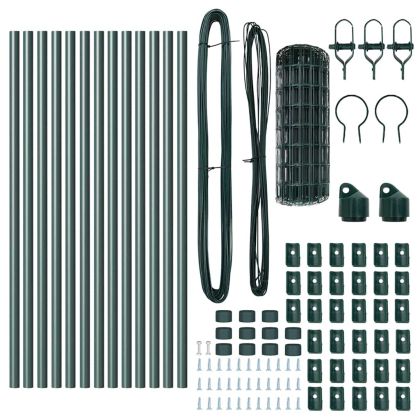 Ограда с пост Зелен 0,6 x 25 м Стомана и PVC
