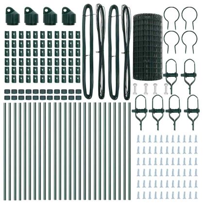 Ограда с пост Зелен 0,6 x 50 м Стомана и PVC