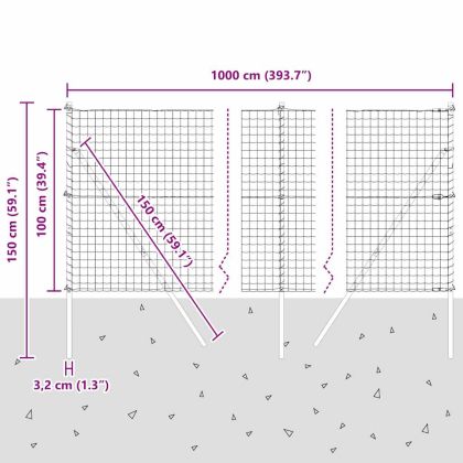 Ограда с пост Сив 1 x 10 m Стомана и PVC