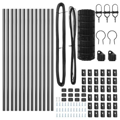 Ограда с пост Сив 0,6 x 25 м Стомана и PVC