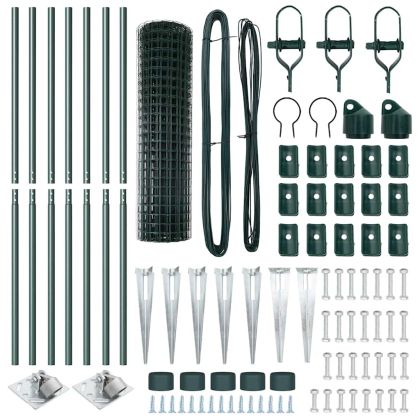 Ограда с пост Зелен 1 x 10 m Стомана и PVC