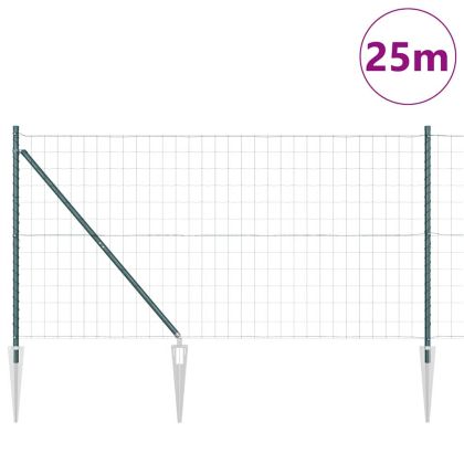 Ограда с пост Зелен 1,2 x 25 m Стомана и PVC