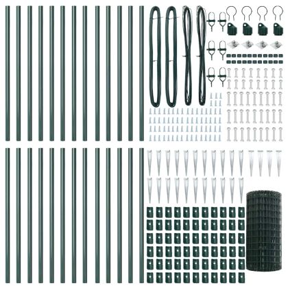 Ограда с пост Зелен 0,6 x 50 м Стомана и PVC