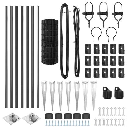 Ограда с пост Сив 0,6 x 10 м Стомана и PVC