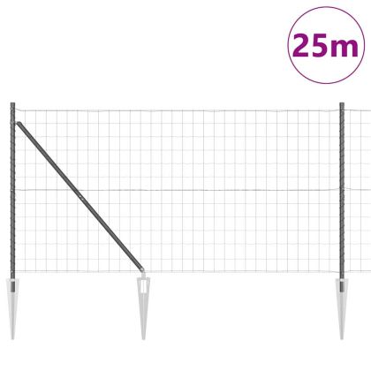Ограда с пост Сив 1,2 x 25 m Стомана и PVC