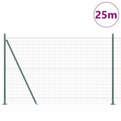 Ограда с пост Зелен 1,2 x 25 m Стомана и PVC