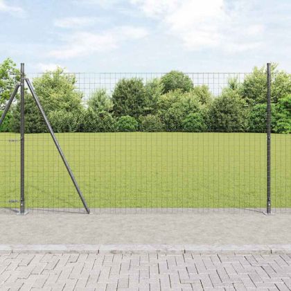 Европейска ограда с бетонна основа 10 x 1,6 m Сиво Мрежа