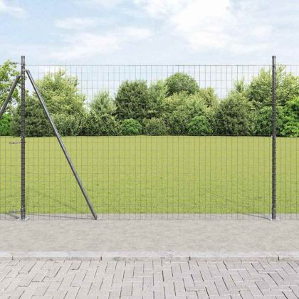 Европейска ограда с бетонна основа 10 x 1,6 m Сиво Мрежа