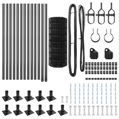 Ограда с пост Сив 0,4 x 25 м Стомана и PVC