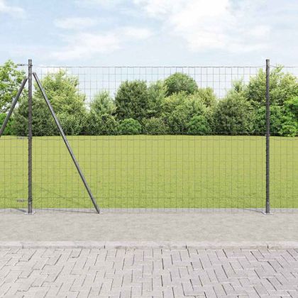 Европейска ограда с бетонна основа 10 x 1,6 m Сиво Мрежа
