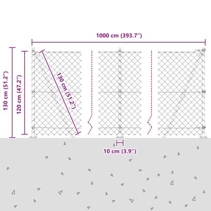 Стълб за ограда. Зелен 10 x 1,2 м (мрежа 60 x 60 мм)