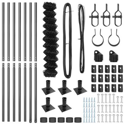 Стълб за ограда. Сив 10 x 1 м (мрежа 60 x 60 мм) Стомана и PVC