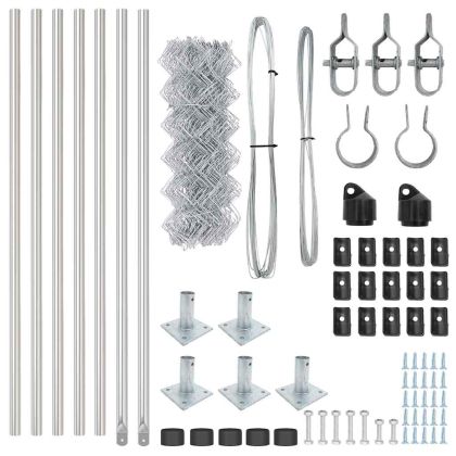 Стълб за ограда. Сребрист 10 x 0,6 м (мрежа 40 x 40 мм) Стомана