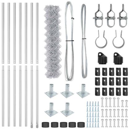 Стълб за ограда. Сребрист 10 x 0,8 м (мрежа 40 x 40 мм) Стомана