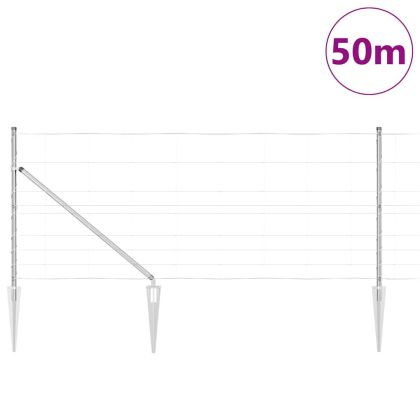 Заварена мрежа с шипове 50 x 1 m Поцинкована стомана Сребристо