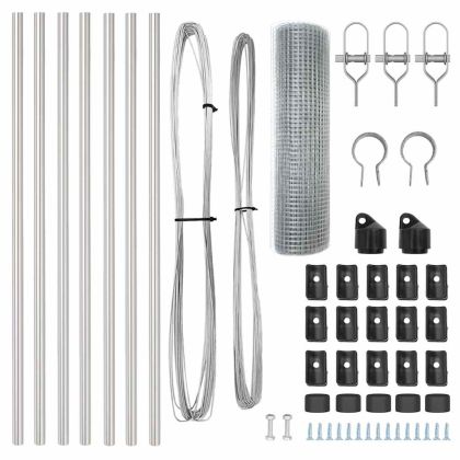 Стълб за ограда. Сребрист 10 x 0,8 м (25 x 25 мм мрежа) Стомана