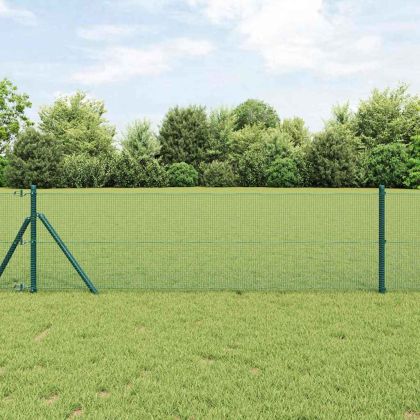 Стълб за ограда. Стомана и PVC Зелен