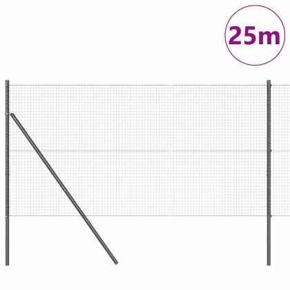 Стълб за ограда. Сив 25 x 1,2 м (25 x 25 мм мрежа)