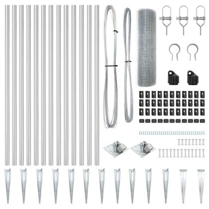 Стълб за ограда. Сребрист 25 x 0,4 м (19 x 19 мм мрежа) Стомана