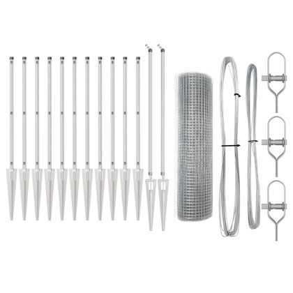 Стълб за ограда. Сребрист 25 x 0,4 м (19 x 19 мм мрежа) Стомана