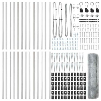 Стълб за ограда. Сребрист 50 x 0,4 м (12 x 12 мм мрежа) Стомана