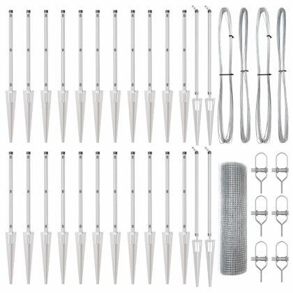 Стълб за ограда. Сребрист 50 x 0,4 м (19 x 19 мм мрежа) Стомана