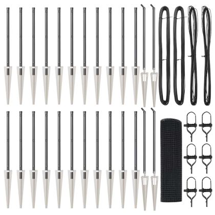 Стълб за ограда. Сив 50 x 1 м (25 x 25 мм мрежа) Стомана и PVC