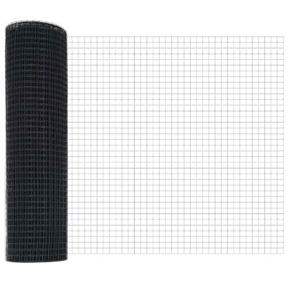 Стълб за ограда. Сив 50 x 1 м (25 x 25 мм мрежа) Стомана и PVC