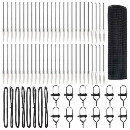 Стълб за ограда. Сив 100 x 1 м (16 x 16 мм мрежа) Стомана и PVC