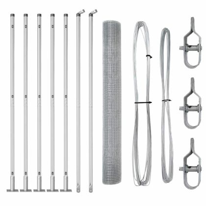 Стълб за ограда. Сребрист 10 x 1 м (мрежа 19 x 19 мм) Стомана