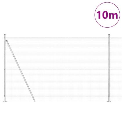 Стълб за ограда. Сребрист 10 x 1,4 м (25 x 25 мм мрежа) Стомана
