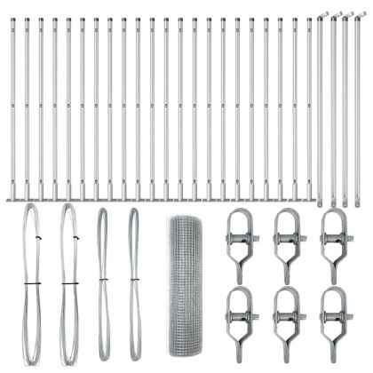 Стълб за ограда. Сребрист 50 x 1 м (19 x 19 мм мрежа) Стомана