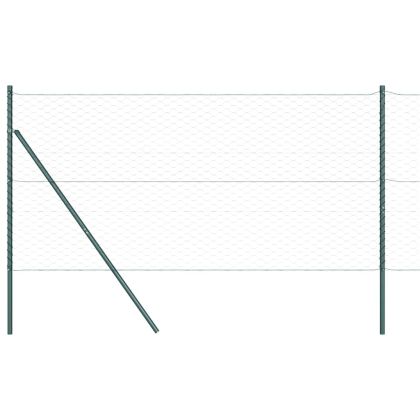 Стълб за ограда. Зелен 10 x 1,2 м (50 мм мрежа) Стомана и PVC