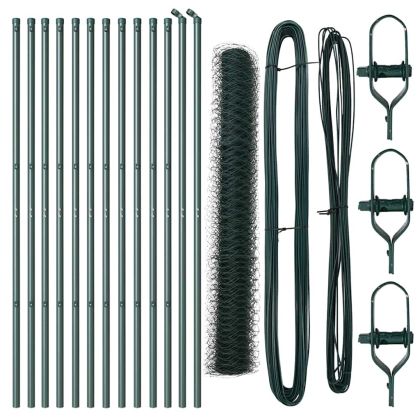 Стълб за ограда. Зелен 25 x 1,2 м (36 мм мрежа) Стомана