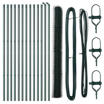 Стълб за ограда. Зелен 25 x 1,6 м (50 мм мрежа) Стомана и PVC