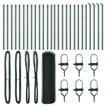 Стълб за ограда. Зелен 50 x 0,4 м (25 мм мрежа) Стомана и PVC