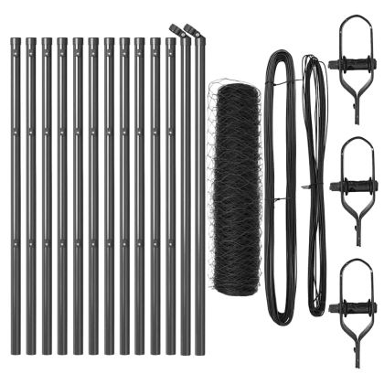 Стълб за ограда. Сив 25 x 0,8 м (50 мм мрежа) Стомана и PVC