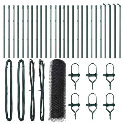 Стълб за ограда. Сив 50 x 0,5 м (25 мм мрежа) Стомана и PVC