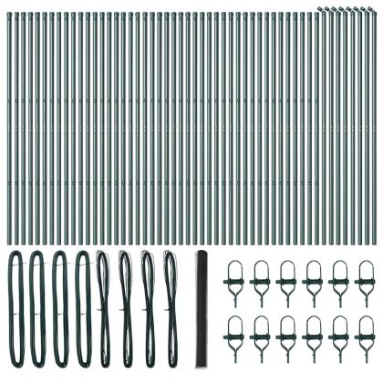 Стълб за ограда. Сив 100 x 1,6 м (36 мм мрежа) Стомана и PVC