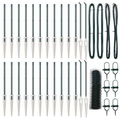 Стълб за ограда. Зелен 50 x 0,6 м (36 мм мрежа) Стомана и PVC