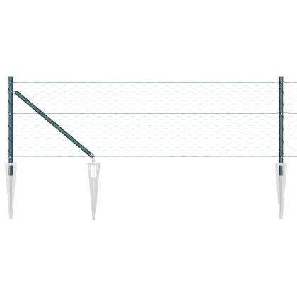 Стълб за ограда. Зелен 50 x 0,8 м (50 мм мрежа) Стомана и PVC