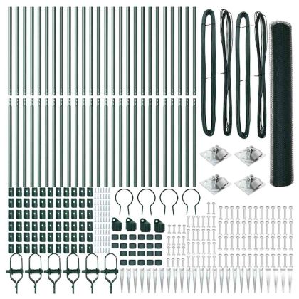 Стълб за ограда. Зелен 50 x 1,2 м (13 мм мрежа) Стомана и PVC
